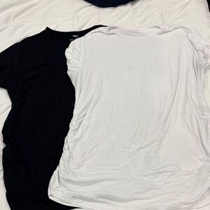 Elegant Black and White Women's Short Sleeve Maternity Tees